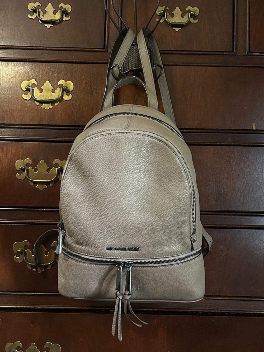 Michael Kors Pebbled Leather Backpack in Taupe